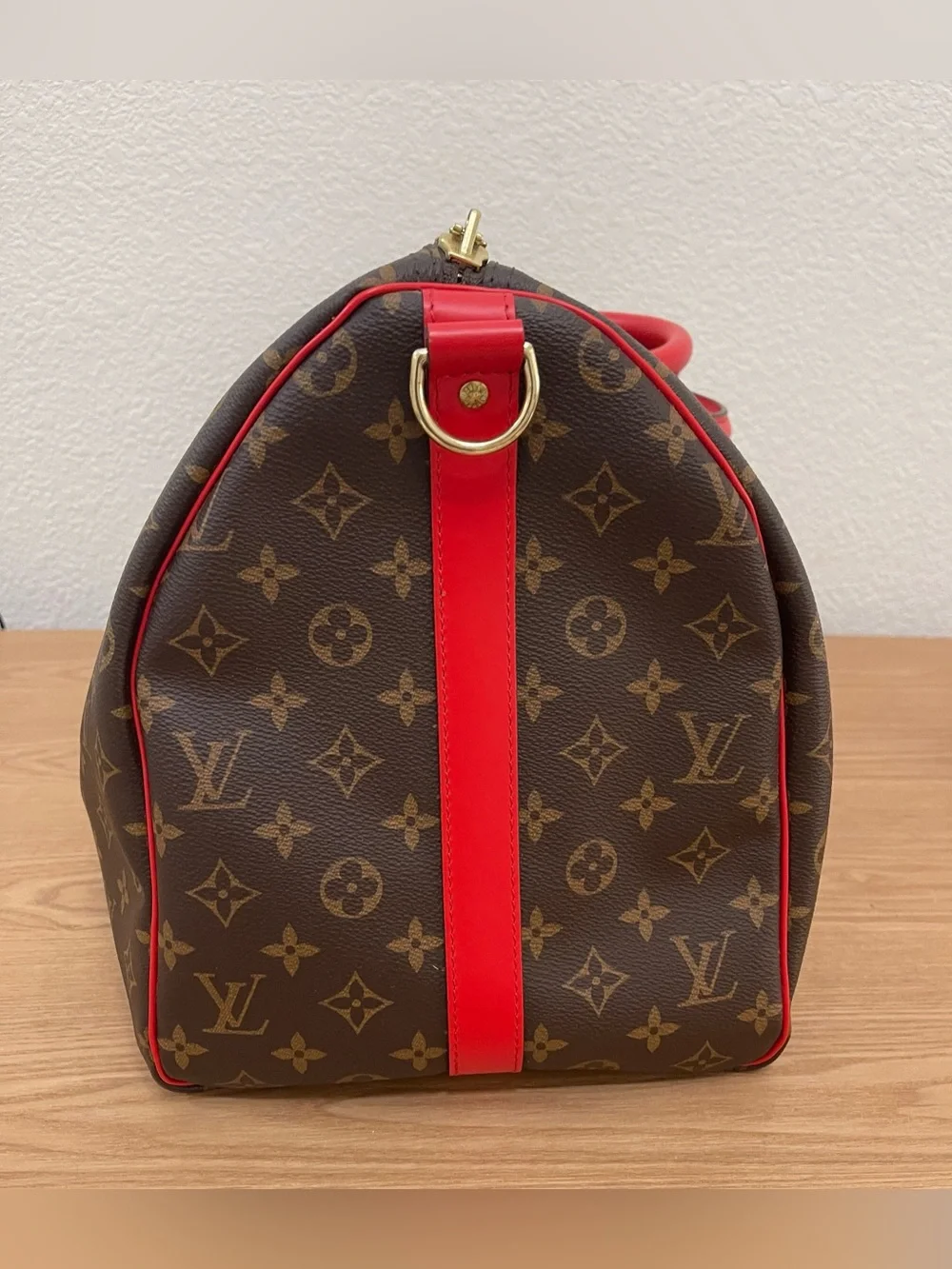 LOUIS VUITTON Keepall Bandoulière 50 Coquelicot Red Monogram Canvas Travel Bag